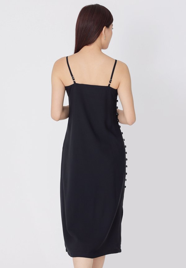 Emily Side Buttoned Dress - Black