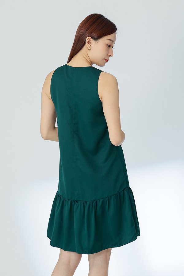 Hova Ruffles Shift Dress - Emerald