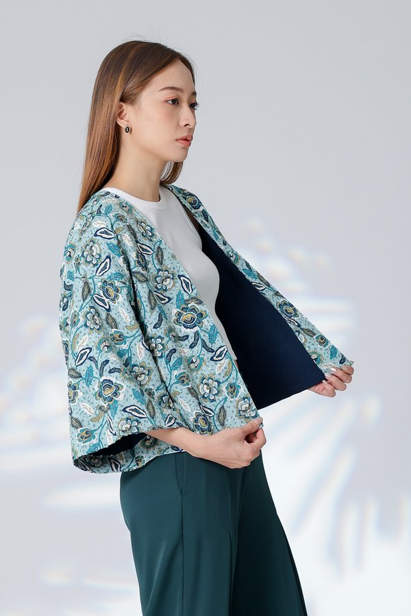 Celeste Reversible Kimono Jacket - Floral/Navy