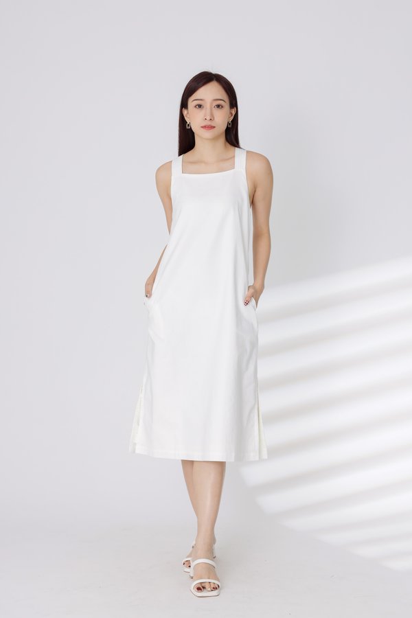 Quinn Square Neck Midi Dress - White