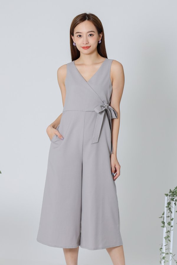 Frida Front Wrapped Jumpsuit - Taupe
