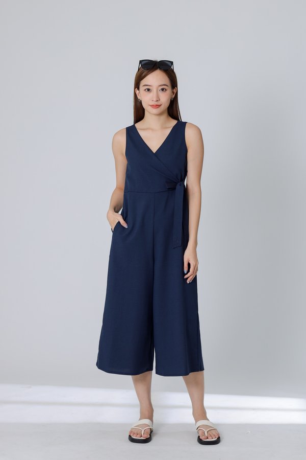 Frida Front Wrapped Jumpsuit - Navy