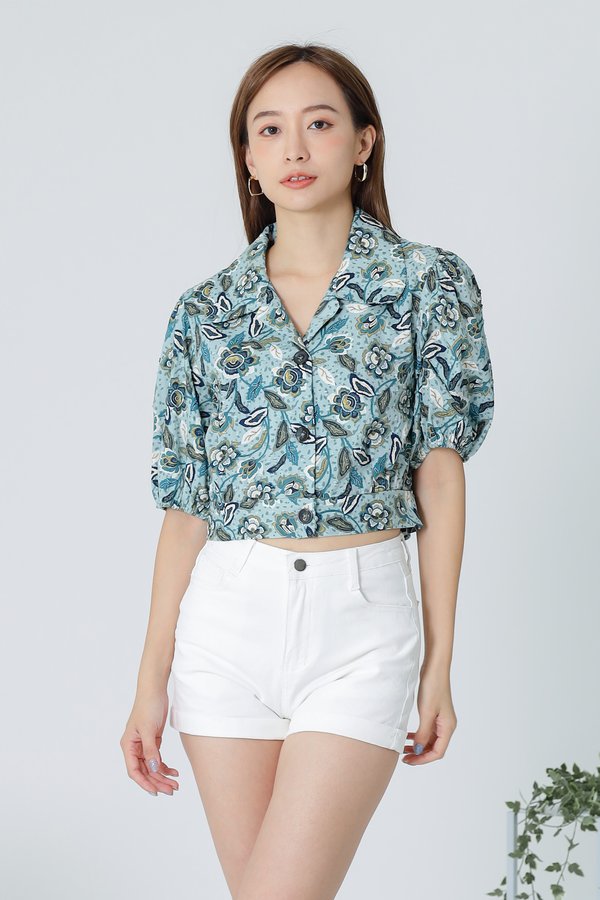 Jira Notched Collar Cropped Top