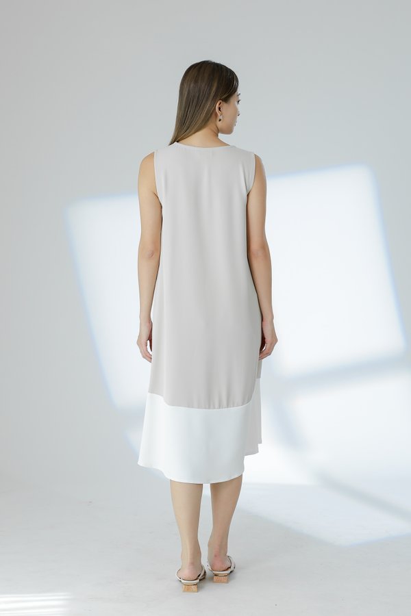 Camille Colour Block Dress - Beige/Ivory