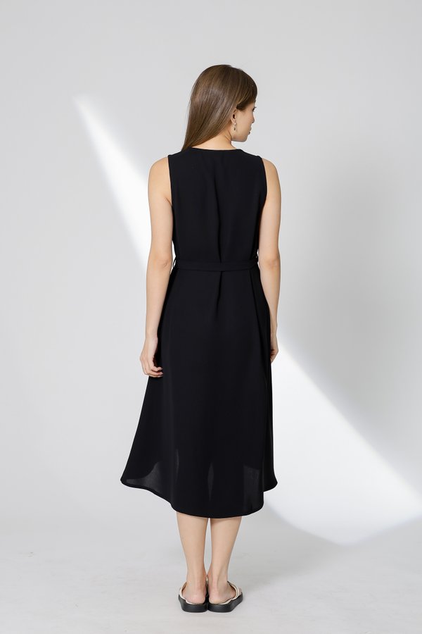Gerri Asymmetric Hem Dress - Black