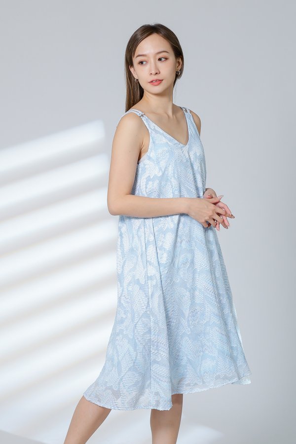 Lissa Padded Flared Dress - Sky Blue