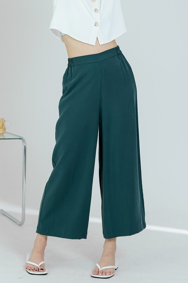 Luca Side Elastic Cropped Pant - Green