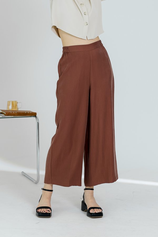 Luca Side Elastic Cropped Pant - Chocolate