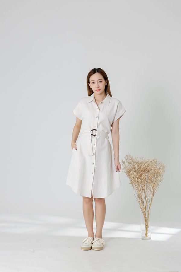 Paulinn Linen Shirt Dress - Ivory