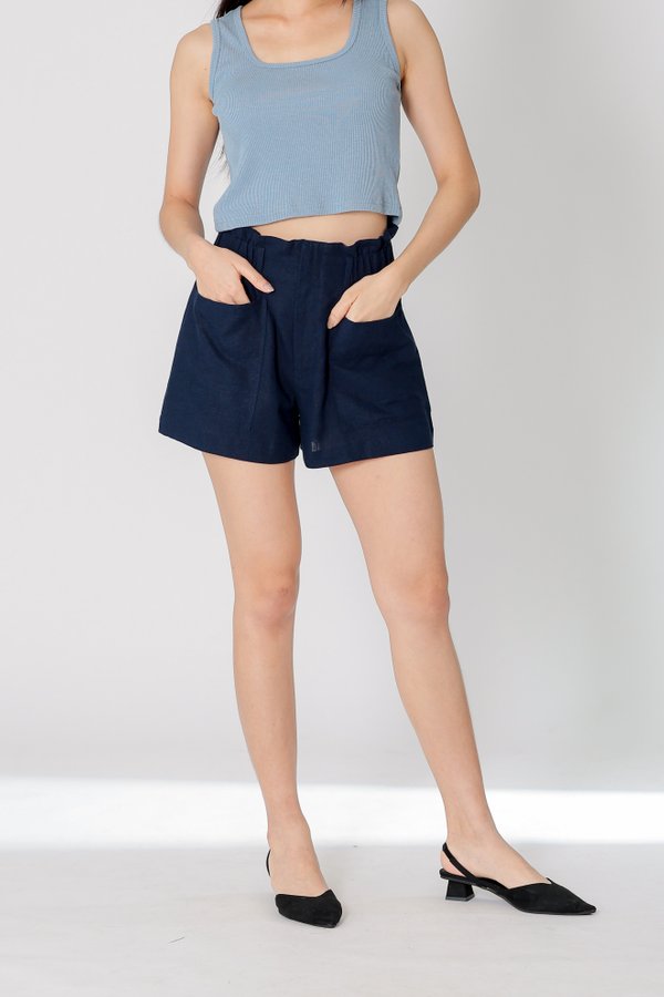 Lola Paperbag Waist Shorts - Navy