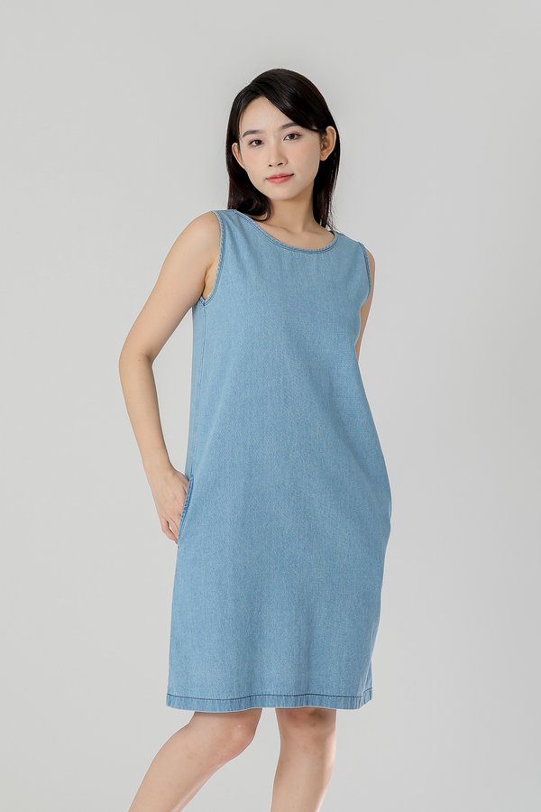 Julia Reversible Denim Dress - Lt Blue