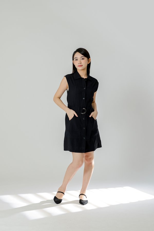 Claire Safari Shift Dress - Black