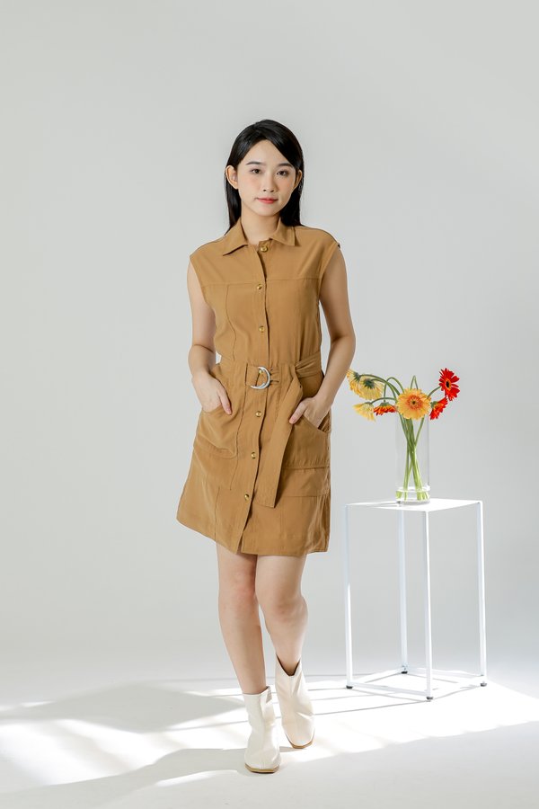 Claire Safari Shift Dress - Khaki