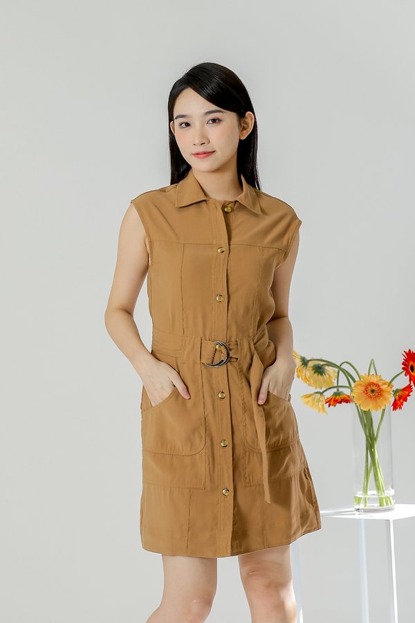 Claire Safari Shift Dress - Khaki