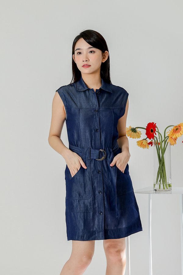 Claire Safari Shift Dress - Denim