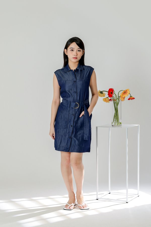 Claire Safari Shift Dress - Denim