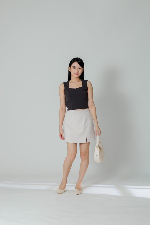 Cora Sweetheart Cropped Top - Dk Grey