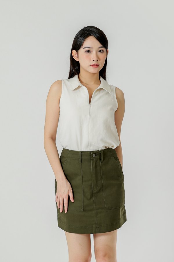 Maxine Patch Pocket Skirt - Army Green