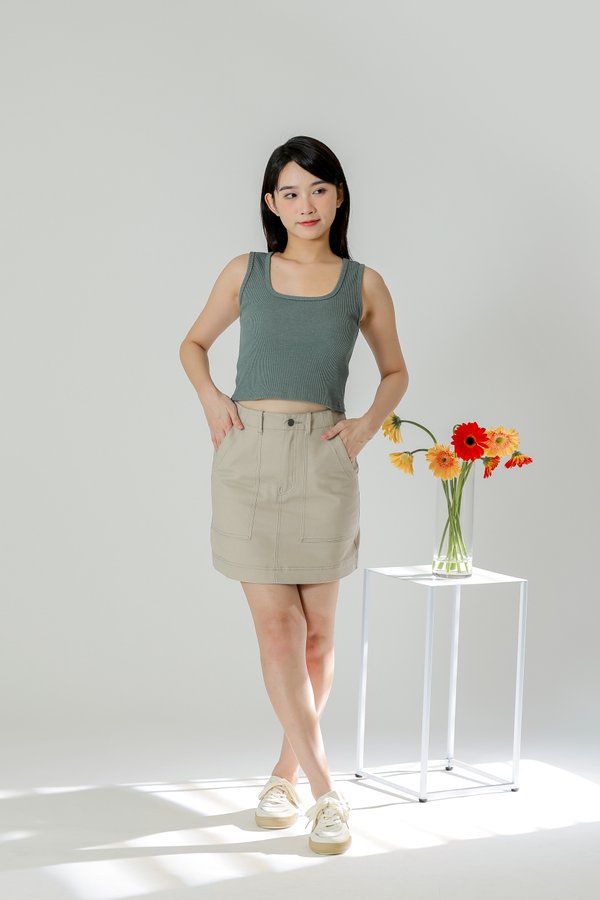 Maxine Patch Pocket Skirt - Cream