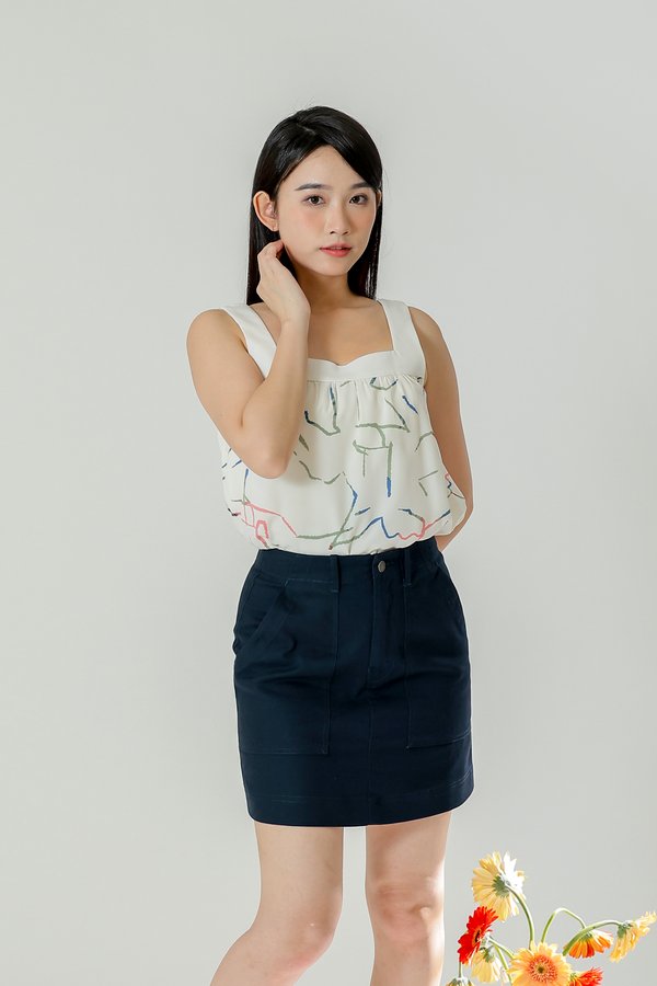 Maxine Patch Pocket Skirt - Navy