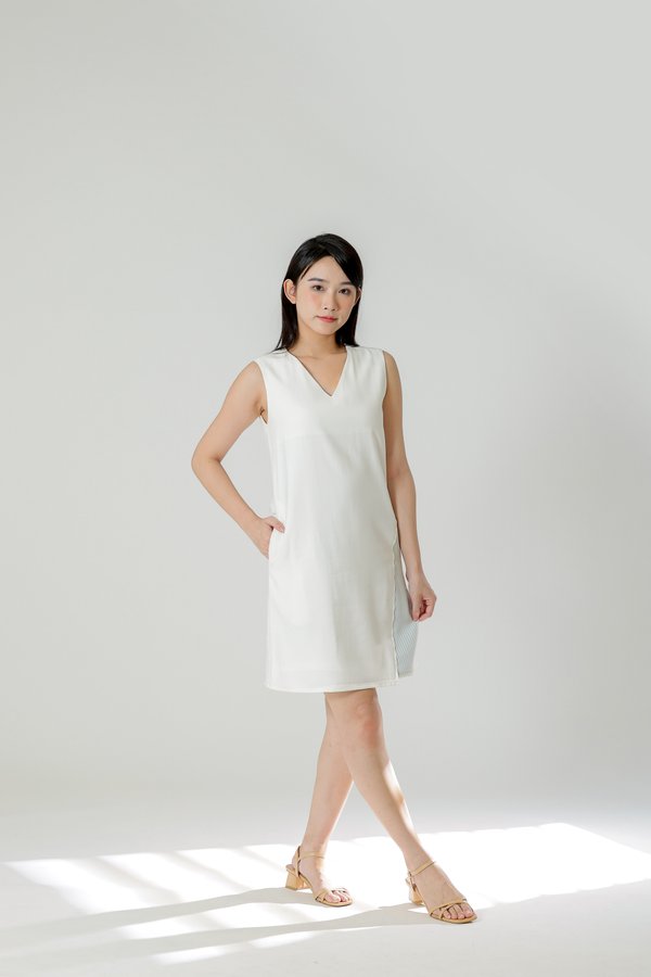 Maybel Colour Block Shift Dress - Ivory