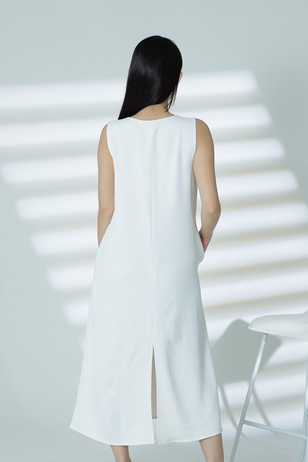 Harva Basic Back Slit Dress - Ivory