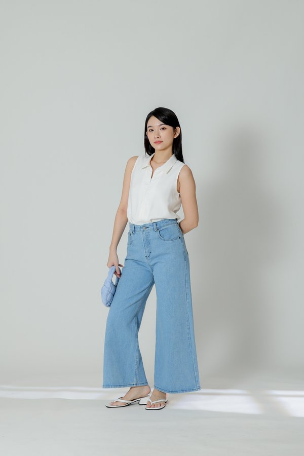 Tova Denim Wide Leg Pant - Light