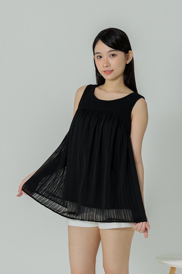 Daisy Flared Blouse - Black Stripes