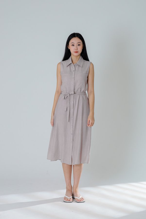 Fran Midi Shirt Dress - Rose Grey