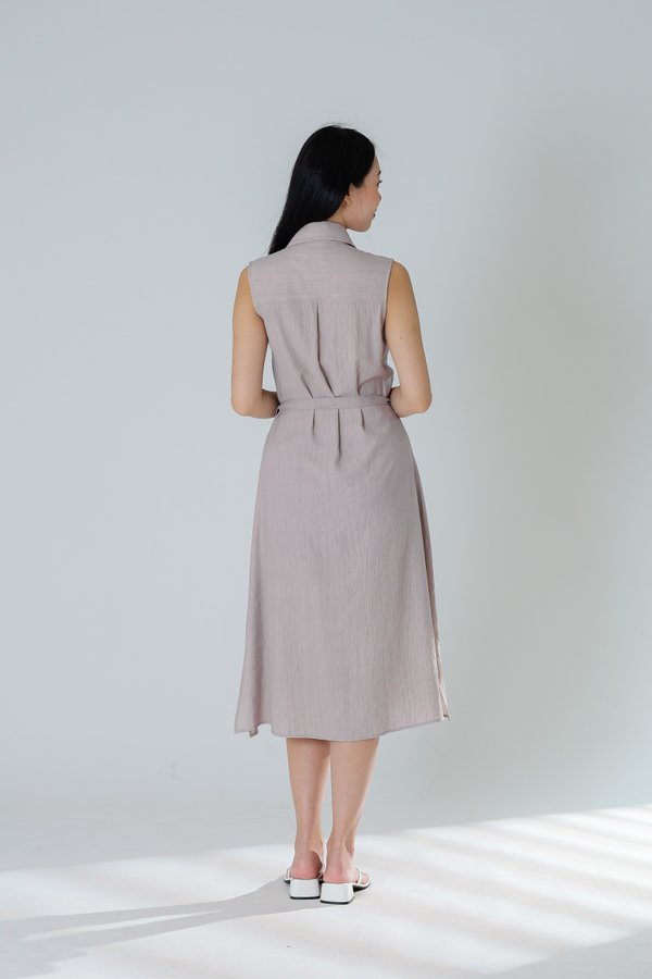 Fran Midi Shirt Dress - Rose Grey