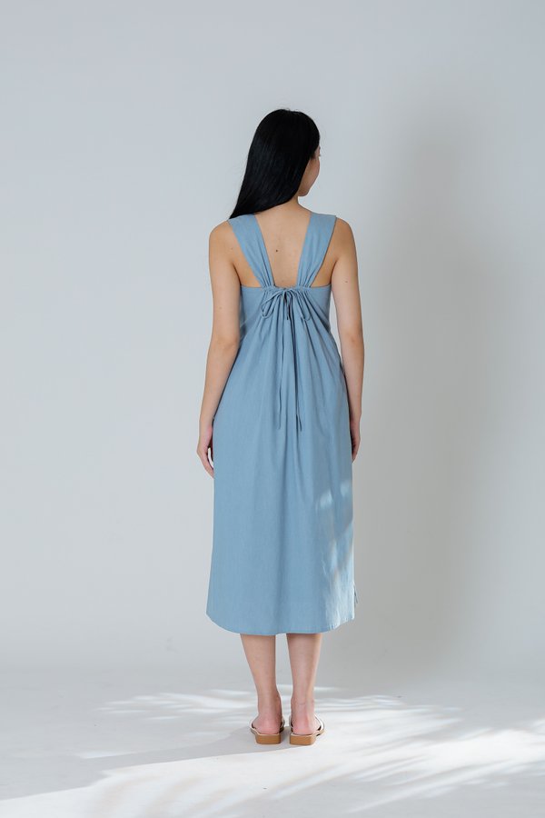 Mindy Square Neck Midi Dress - Lt Blue