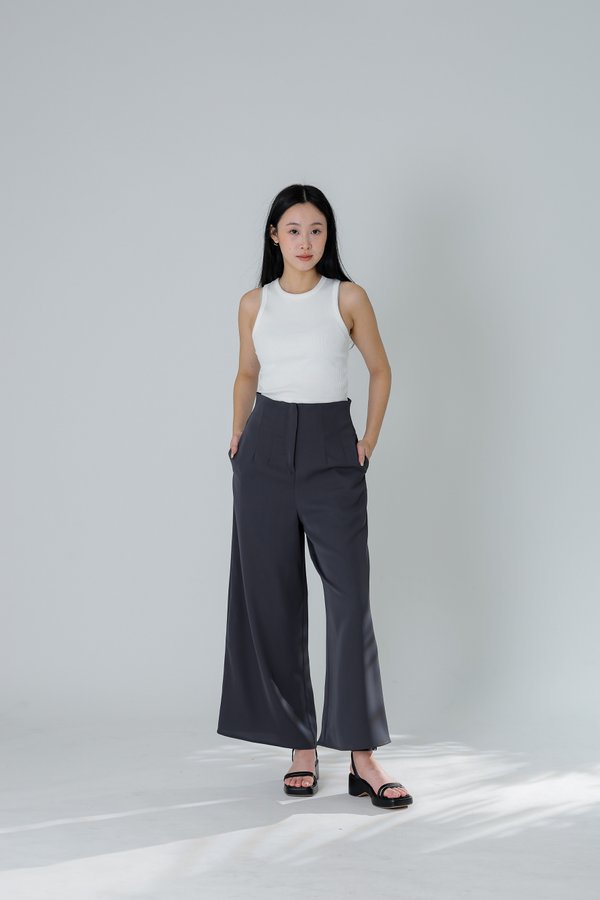 Peggy Wide Leg Pant - Charcoal