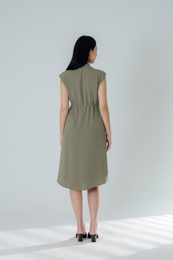 Robyn Drawstring Dress - Sage