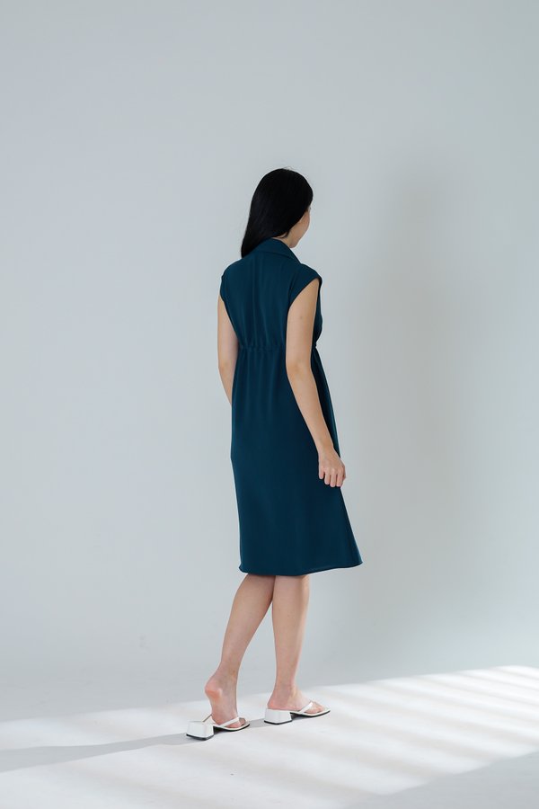 Robyn Drawstring Dress - Dark Teal