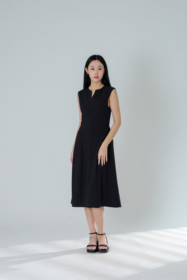 Victoria Zip Collar Flared Dress