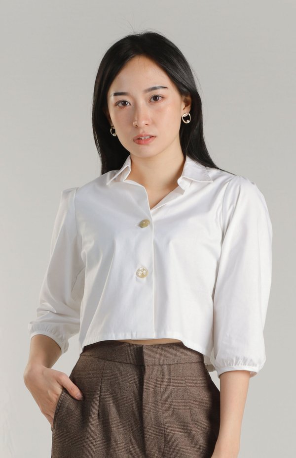 Allison Collared Top - Ivory
