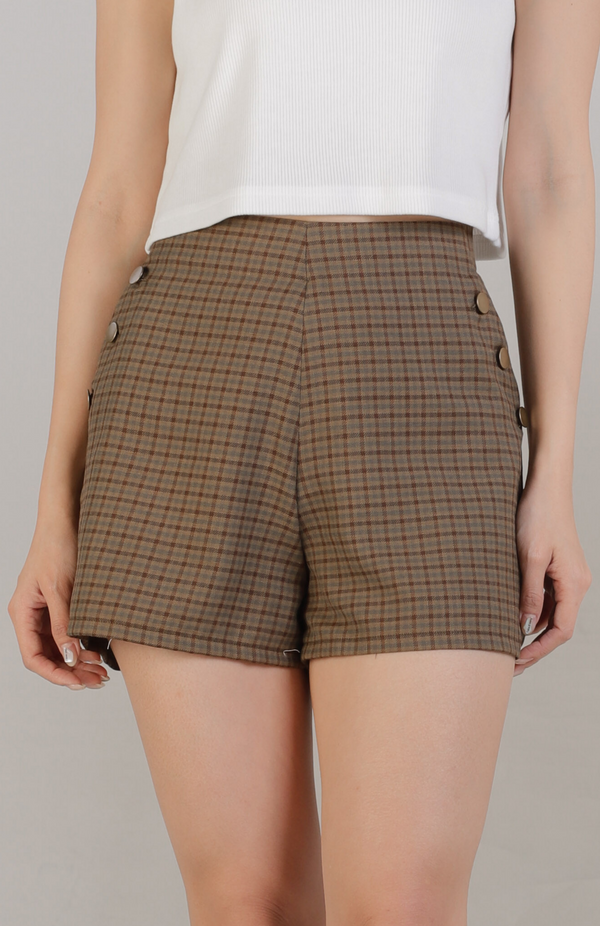 Madelyn Buttoned Bottom - Brown Checks