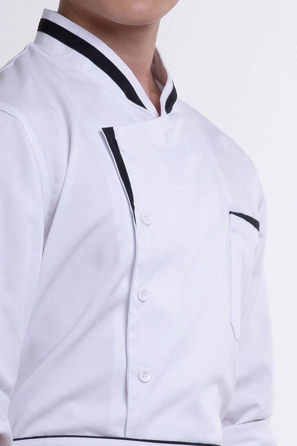 Long Sleeve Chef Jacket with Contrast Trim (FHE-1859)
