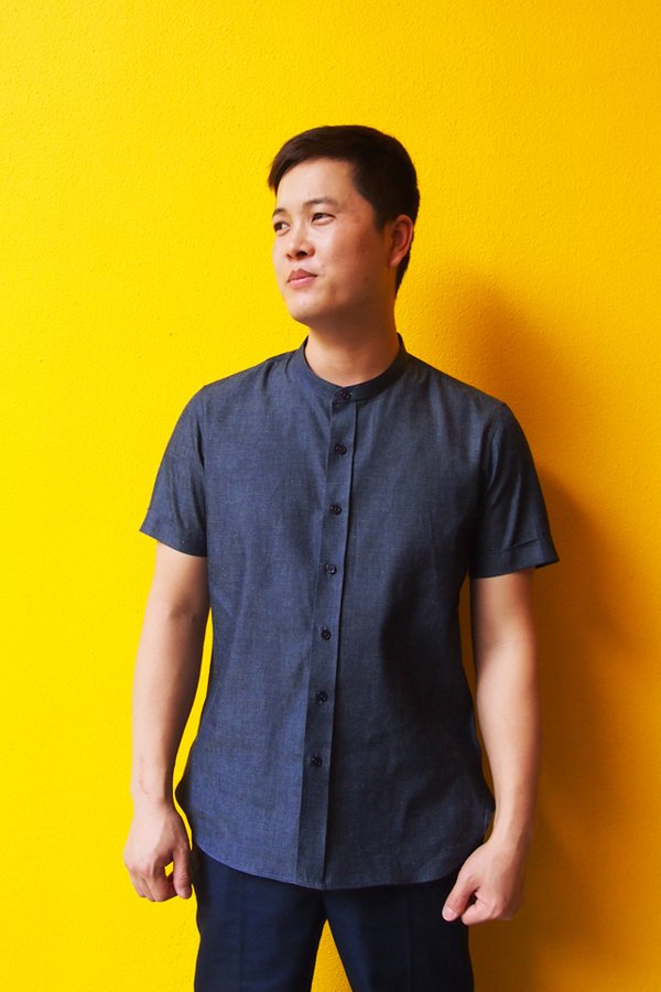 Men's Short Sleeve Mandarin Collar Shirt (FHA-18118)