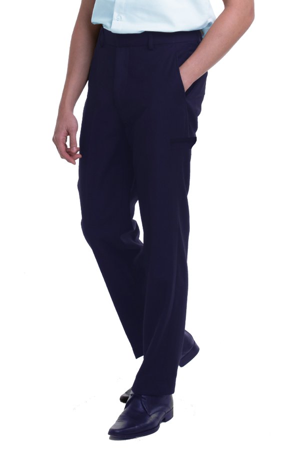  Men's Flat Front Pants with Hidden Side Elastic and Welt Pocket on Thigh (FHB-1825)