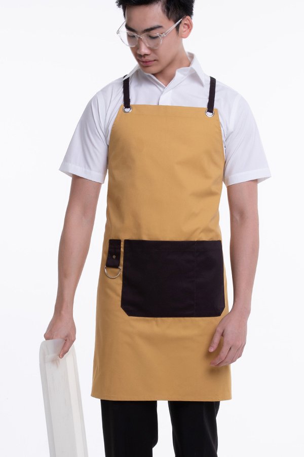 Full Apron with Contrast Strap, Pocket and Towel Hook (FHG-18720)