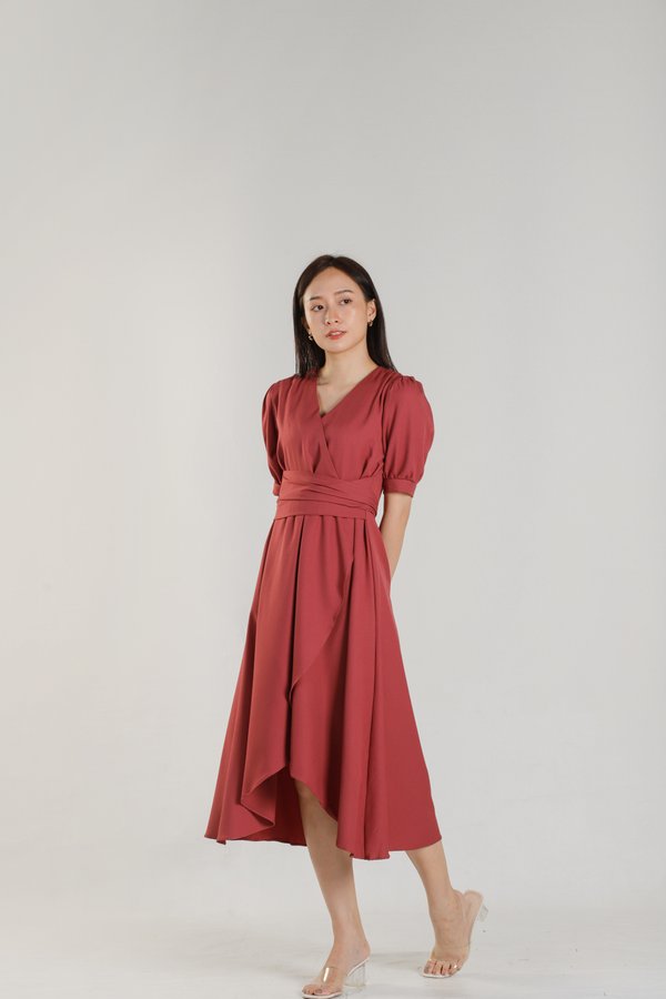 Ayana Asymmetric Dress - Raspberry