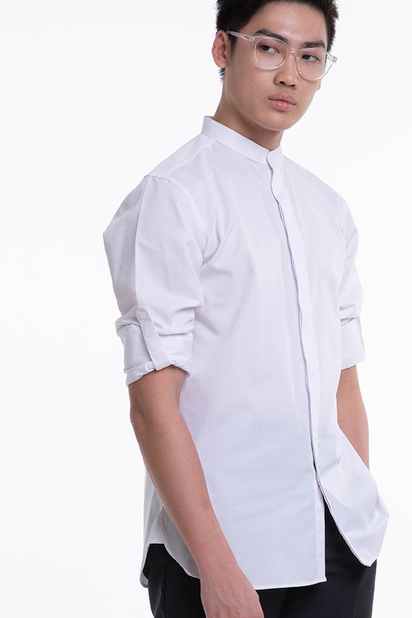 Men's Long Sleeve Mandarin Collar Shirt (FHA-18113)