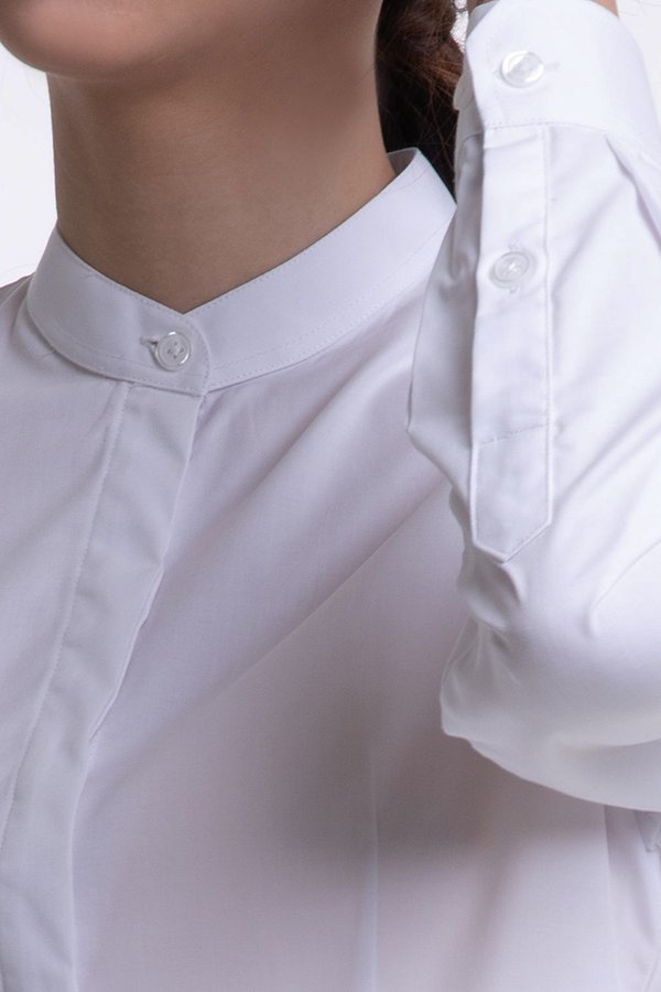 Ladies Long Sleeve Mandarin Collar Blouse (FHA-18112)