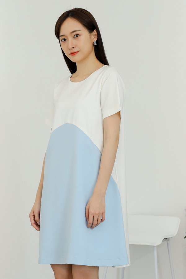 Omaira Colour Block Dress - Ivory
