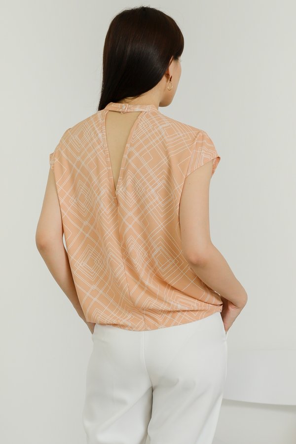 Estelle Abstract Print Top - Nude