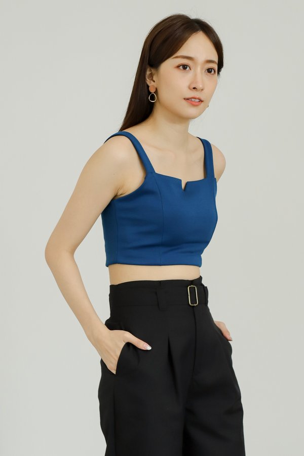 Vera Cropped Tank Top - Turquoise