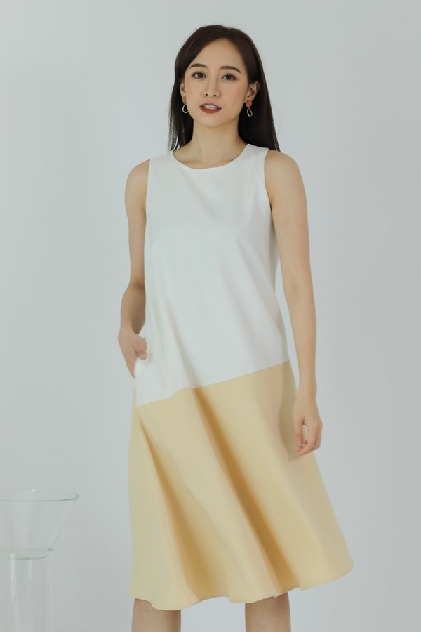 Fayre Colour Block Dress - Ivory