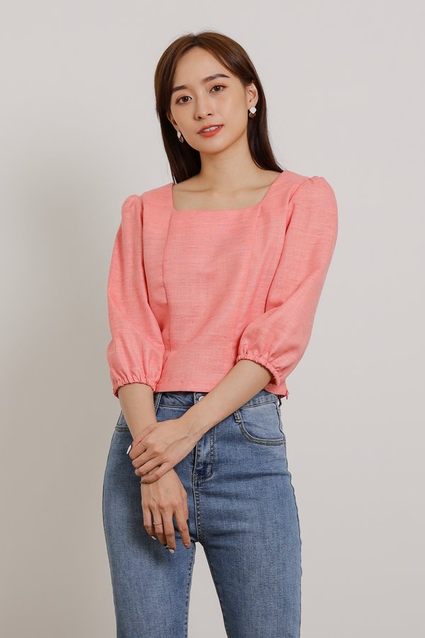Avery Square Neck Top - Coral