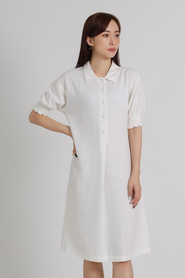 Elvira Linen Shirt Dress - Ivory